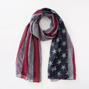 Popular Shawl American Flag Oblong Scarfs Patriotic Stars Pattern Headscarf Muffler Voile Soft Wrap Geometric Stripes Scarf