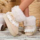 Korean Style Lace Furry Snow Boots Winter 2026 Sweet Bowknot Thick Bottom Plush Warm Short Booties Women Faux Fur Ankle Boots