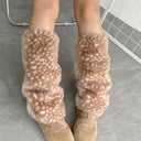 Faux Fur Plush Cute Girls Reindeer Leg Warmers Kawaii Furry Boots Socks Cover Gothic Punk  High Boots Socks Performance Costume
