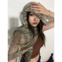Grunge Scarf Net Scarf Sunblock Punk Hip-hop Streetwear Scarves Harajuku Subculture Woemn Summer Outdoors Mesh Net Headscarf