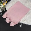 Women High Quality Plain Rabbit Fur Pom Pom Cashmere Shawl Scarf Winter Oversized Pashminas Poncho Hijab Blanket Cachecol