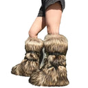 Women's Faux Fur Snow Boots with Side Zipper, Comfortable Warm Booties for Winter Outdoor, Trendy Fashionable Long Footwear