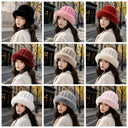 Vertical Texture Striped Fur Hat Fleece Lining Windproof Plush Trapper Hats Thermal Insulation Faux Fur Brim Puffy Bucket Cap
