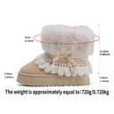 Korean Style Lace Furry Snow Boots Winter 2026 Sweet Bowknot Thick Bottom Plush Warm Short Booties Women Faux Fur Ankle Boots