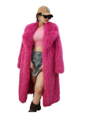 New Colorful Fahionable Faux Fur Mongolian Jacket Long Tailored Collar Plush Winter Coat for Women Elegant Loose Fit Outerwear