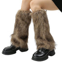 Fashion Faux Fur Furry Leg Warmers 40cm Japanese Style Lolita Boots Cover Soft Y2K Knee High Girls Socks Spicy Girls