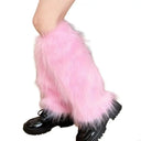 Fashion Faux Fur Furry Leg Warmers 40cm Japanese Style Lolita Boots Cover Soft Y2K Knee High Girls Socks Spicy Girls