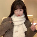 Women's Scarves Autumn Winter Thickened Warm Soft For Girl Comfortable New Sweet Simple Mink Fur Knitted Korean Versatile Scarfs