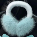 Women Winter Earmuffs Blue Fur Furry Outdoor Cycling Skiing Windproof Keep Warm Ear Covers Folding Soft Cute Plush Ear Cover