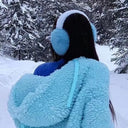 Women Winter Earmuffs Blue Fur Furry Outdoor Cycling Skiing Windproof Keep Warm Ear Covers Folding Soft Cute Plush Ear Cover